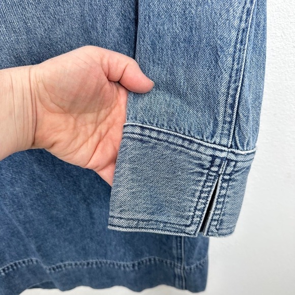 Madewell Denim Chambray V Neck Utility Dress Shirt Dress Blue Size XS NWT Boho - Picture 8 of 11